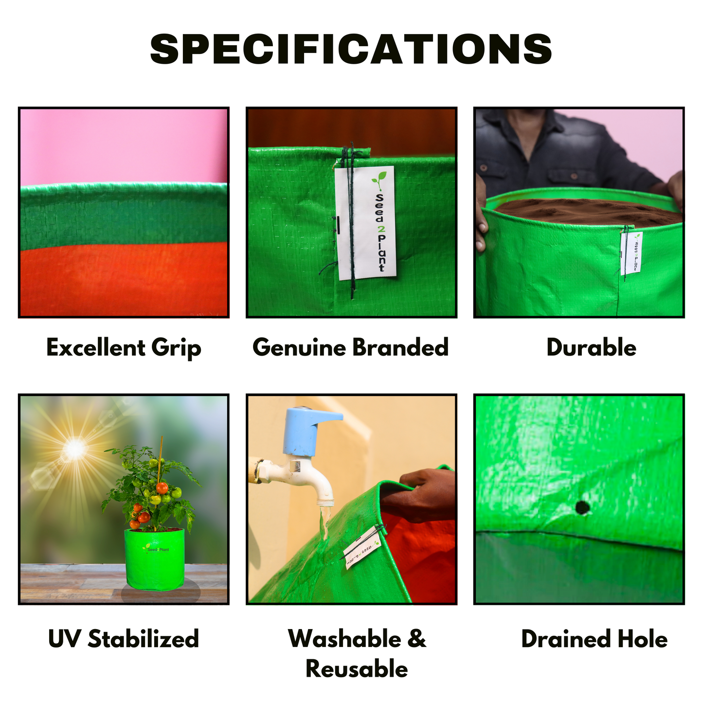 12x12 Inches (1x1 Ft) - 260 GSM HDPE Round Grow Bag